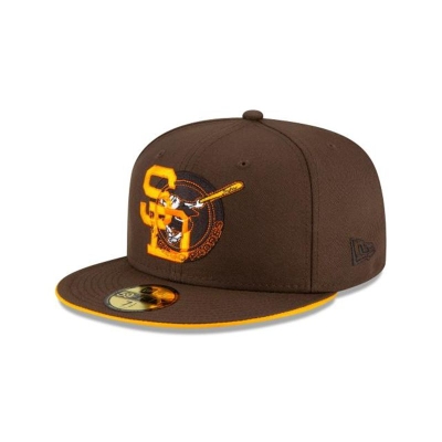 Brown San Diego Padres Hat - New Era MLB Double Logo 59FIFTY Fitted Caps USA2759814